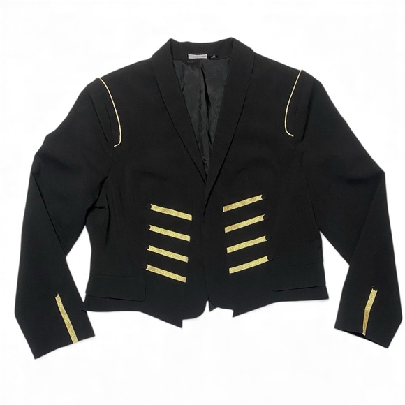 Allen B. By Allen Schwartz Jackets & Blazers - Allen B Black Cropped Military Style Jacket W/ Gold Decorative Trim, Size XL